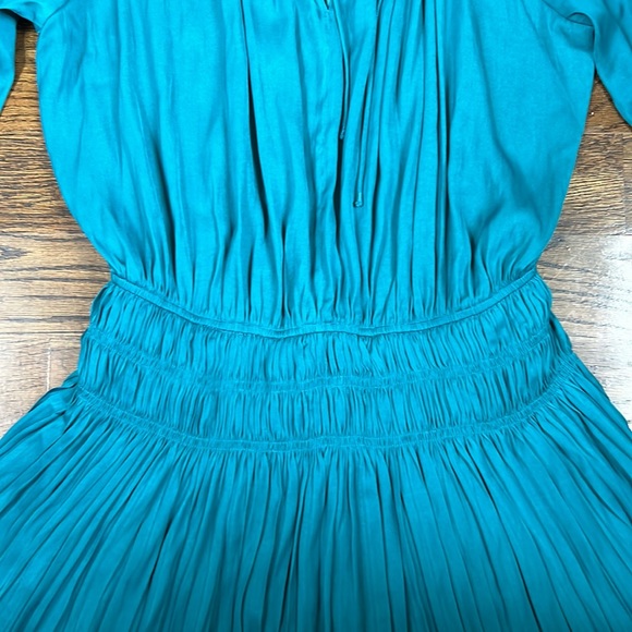 Current Air Mini Dress Smocked pleated Medium TEAL long sleeve tunic - Picture 6 of 8